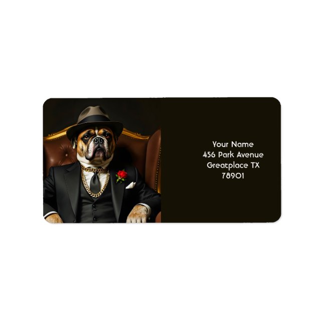 Fantasy Niedlich Dog Black Anzug Adressaufkleber (Vorne)