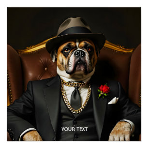 Fantasy Niedlich Dog Black Anzug Poster