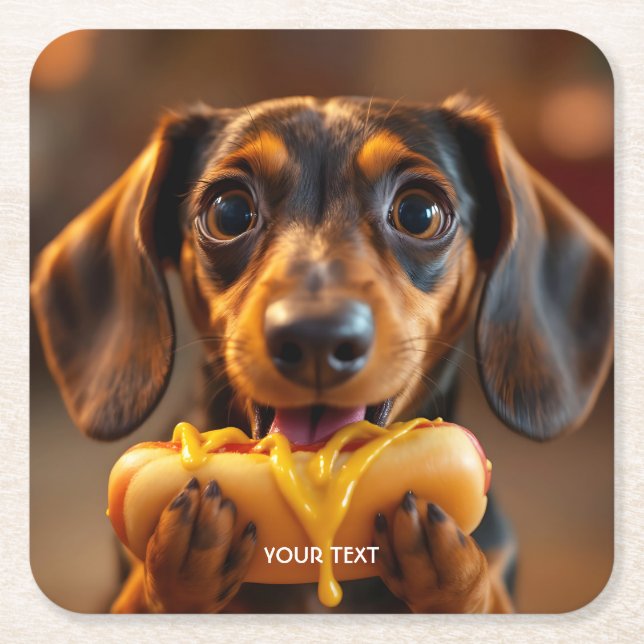 Fantasy Niedlich Dog Hot Dog Rechteckiger Pappuntersetzer (Vorderseite)