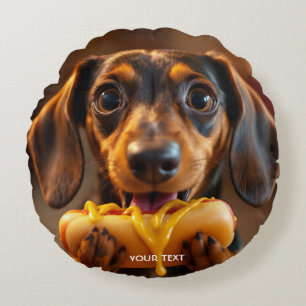Fantasy Niedlich Dog Hot Dog Rundes Kissen