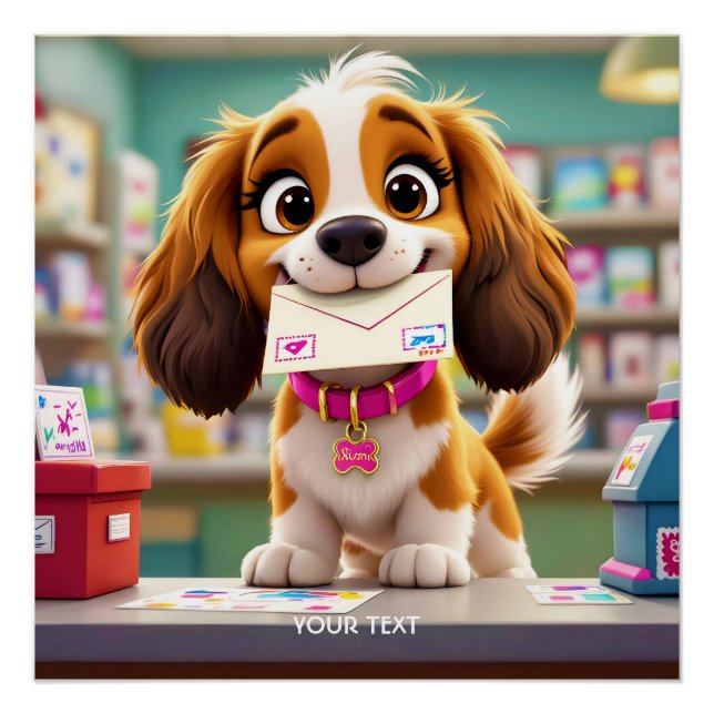 Fantasy Niedlich Dog Post Letter Poster (Vorderseite)