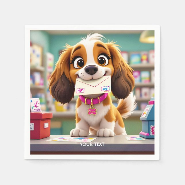 Fantasy Niedlich Dog Post Letter Serviette (Vorderseite)