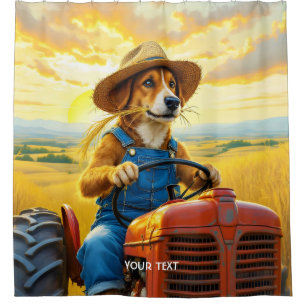 Fantasy Niedlich Dog Traktor Straw Duschvorhang