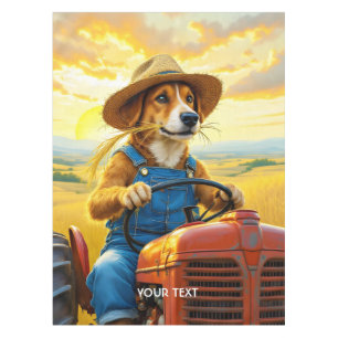 Fantasy Niedlich Dog Traktor Straw Tischdecke