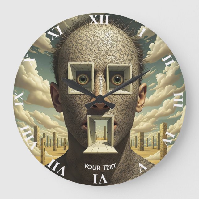 Fantasy Niedlich Door Windows Man Große Wanduhr (Vorderseite)