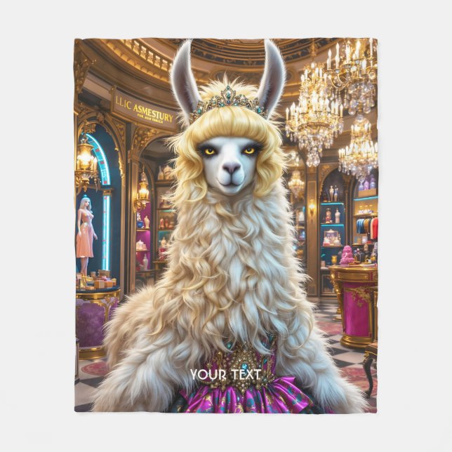 Fantasy Niedlich Drama Llama Queen Fleecedecke (Vorderseite)
