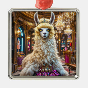 Fantasy Niedlich Drama Llama Queen Ornament Aus Metall