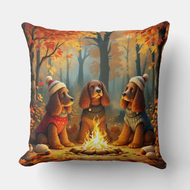 Fantasy Niedlich Drei Herbsthunde Kissen (Vorderseite)