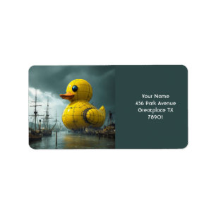 Fantasy Niedlich Duck War Ship Adressaufkleber
