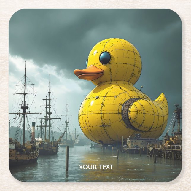 Fantasy Niedlich Duck War Ship Rechteckiger Pappuntersetzer (Vorderseite)