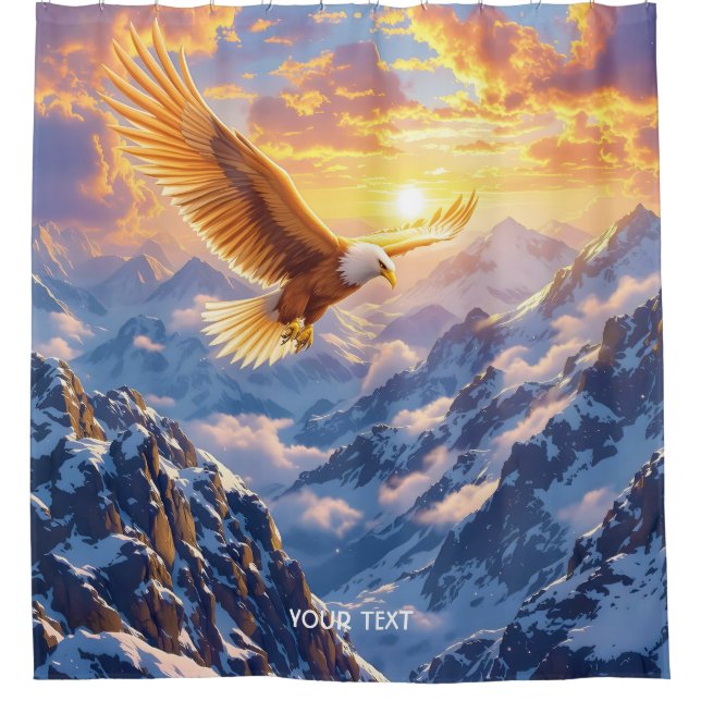 Fantasy Niedlich Eagle Mountains Sonnenaufgang Duschvorhang (Vorderseite)