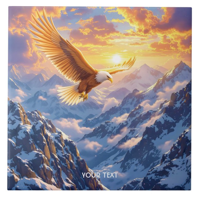 Fantasy Niedlich Eagle Mountains Sonnenaufgang Fliese (Vorderseite)