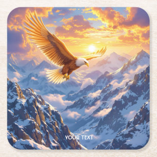 Fantasy Niedlich Eagle Mountains Sonnenaufgang Rechteckiger Pappuntersetzer
