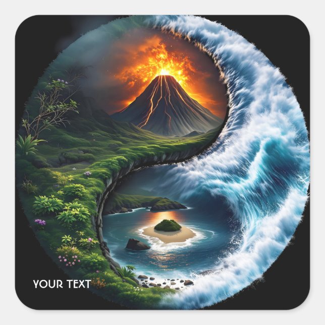 Fantasy Niedlich Earth Yang Quadratischer Aufkleber (Vorderseite)