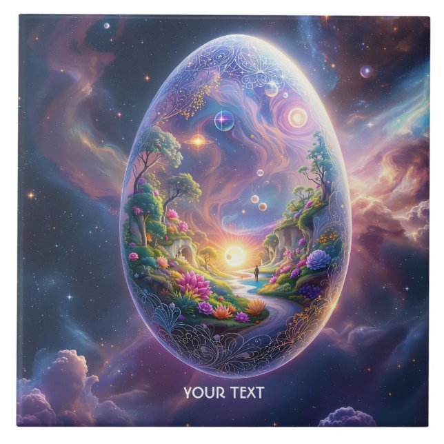 Fantasy Niedlich Ei Floating Space Fliese (Vorderseite)