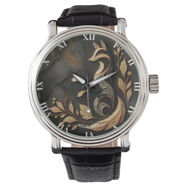 Fantasy Niedlich Elegante Fox Zeichnend Armbanduhr (Vorderseite)