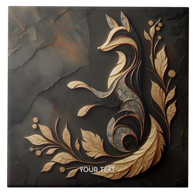 Fantasy Niedlich Elegante Fox Zeichnend Fliese (Vorderseite)