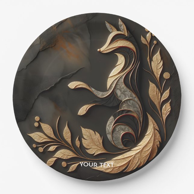 Fantasy Niedlich Elegante Fox Zeichnend Pappteller (Vorderseite)