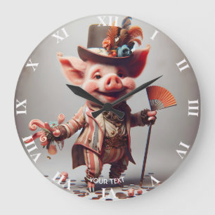 Fantasy Niedlich Elegante Nice Pig Große Wanduhr