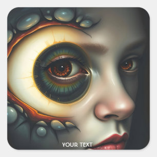 Fantasy Niedlich Eye Lips Girl Quadratischer Aufkleber