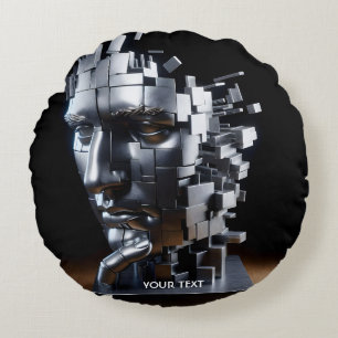 Fantasy Niedlich Face Metal Skulptur Rundes Kissen
