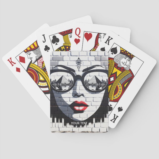 Fantasy Niedlich Face Wall Ägypten Spielkarten (Rückseite)