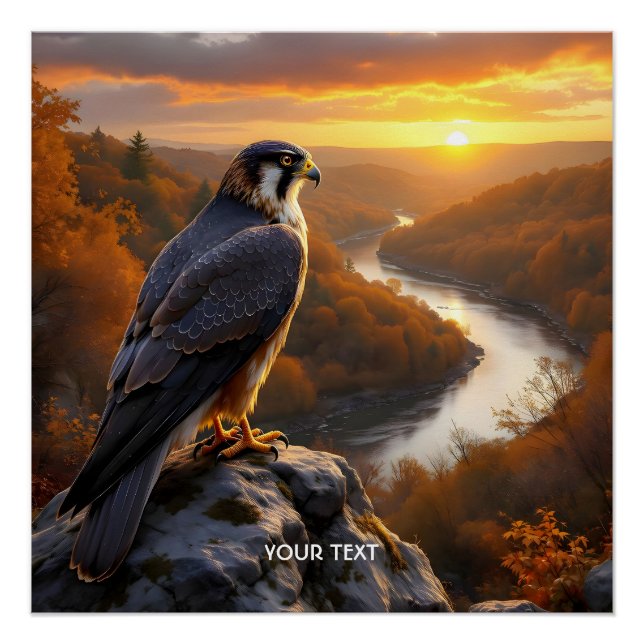 Fantasy Niedlich Falcon Sunset Fall Poster (Vorderseite)
