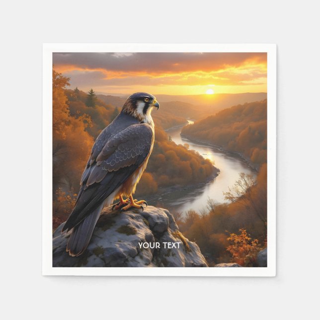 Fantasy Niedlich Falcon Sunset Fall Serviette (Vorderseite)