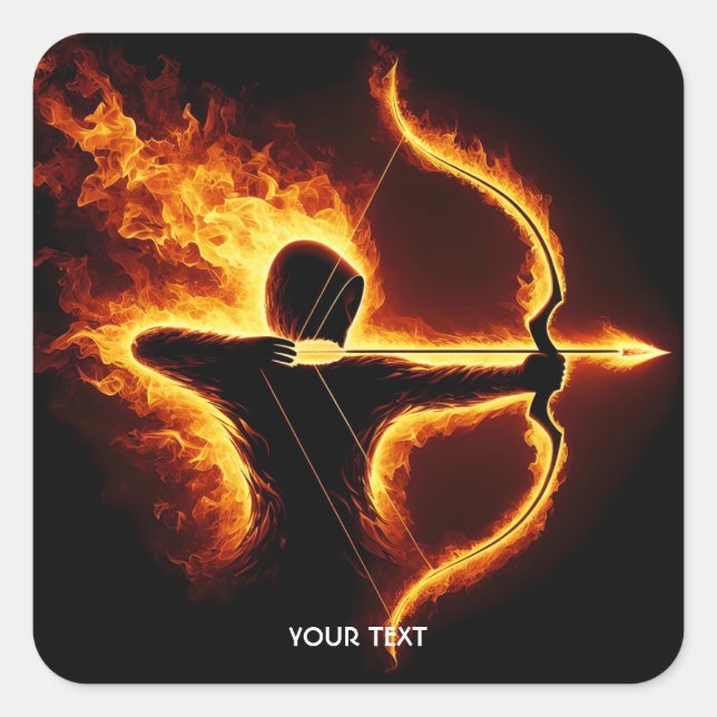 Fantasy Niedlich Fire Archer Bow Quadratischer Aufkleber (Vorderseite)