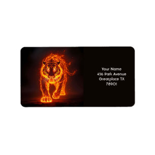 Fantasy Niedlich Fire Big Tiger Adressaufkleber