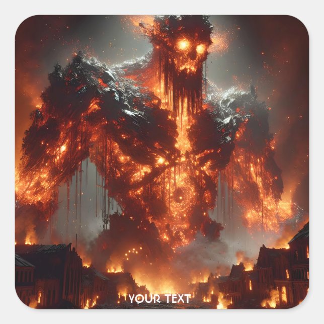 Fantasy Niedlich Fire Elemental Flames Quadratischer Aufkleber (Vorderseite)