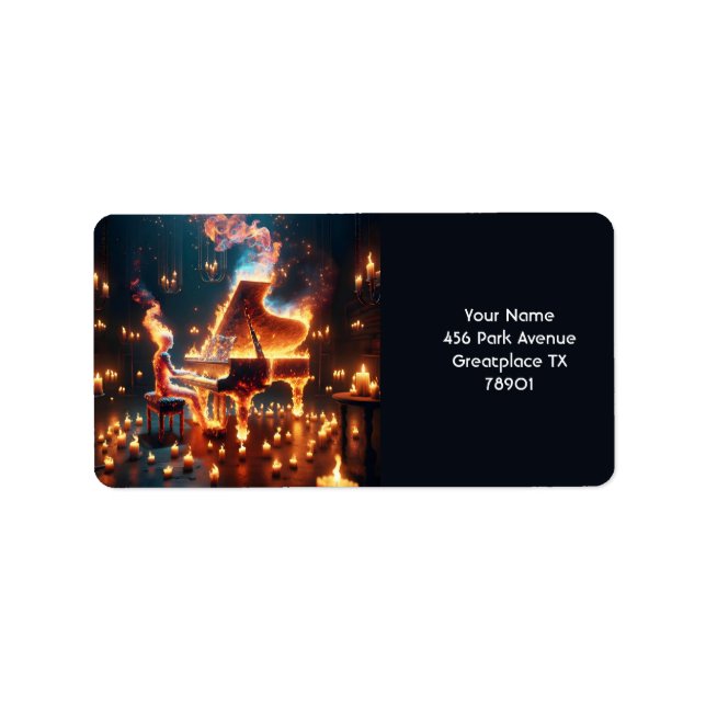 Fantasy Niedlich Fire Piano Adressaufkleber (Vorne)