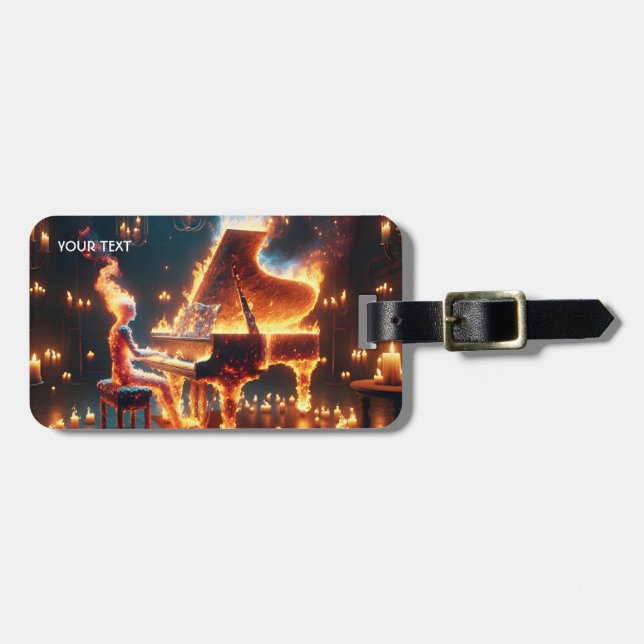 Fantasy Niedlich Fire Piano Gepäckanhänger (Vorderseite horizontal)