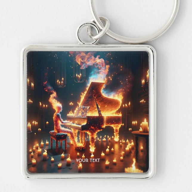 Fantasy Niedlich Fire Piano Schlüsselanhänger (Vorne)