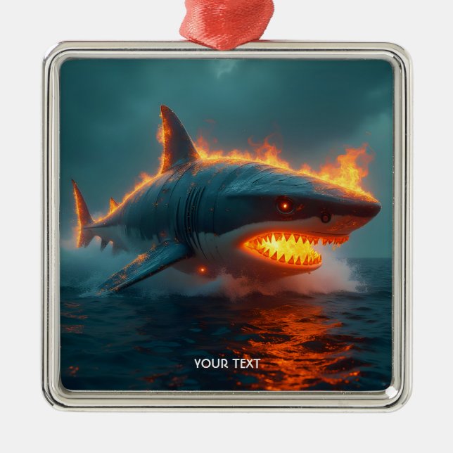 Fantasy Niedlich Fire Sharing Sea Ornament Aus Metall (Vorne)