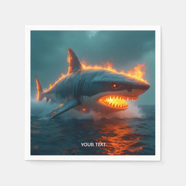 Fantasy Niedlich Fire Sharing Sea Serviette (Vorderseite)