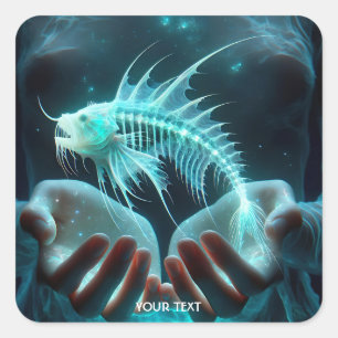 Fantasy Niedlich Fish HandSea Quadratischer Aufkleber
