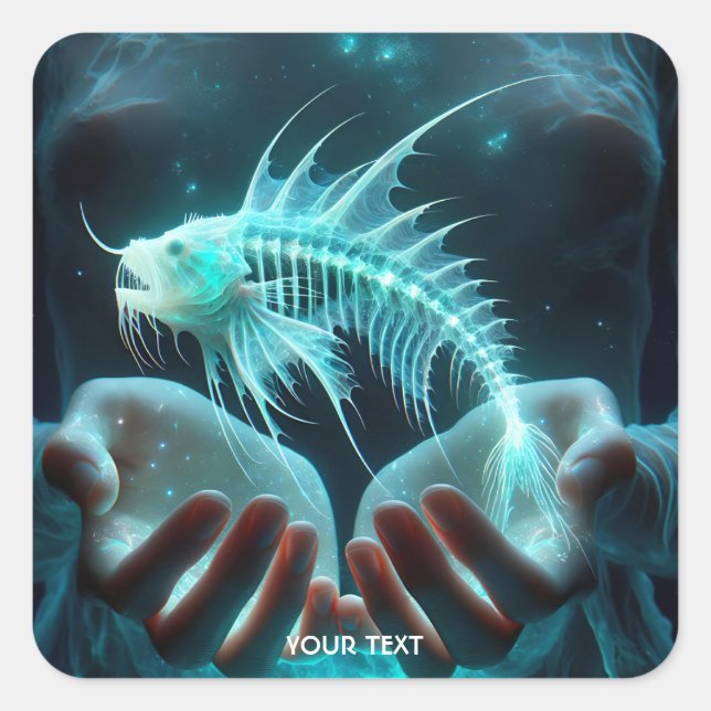 Fantasy Niedlich Fish HandSea Quadratischer Aufkleber (Vorderseite)