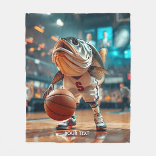 Fantasy Niedlich Fish Playing Basketball Fleecedecke
