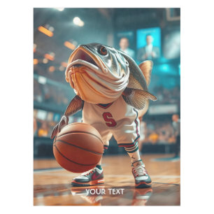 Fantasy Niedlich Fish Playing Basketball Tischdecke