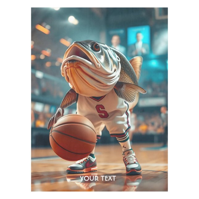 Fantasy Niedlich Fish Playing Basketball Tischdecke (Vorderseite)