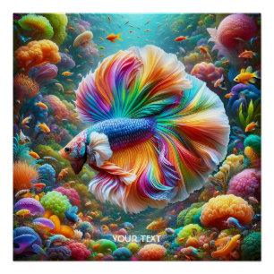 Fantasy Niedlich Fish Rainbow Pflanze Poster