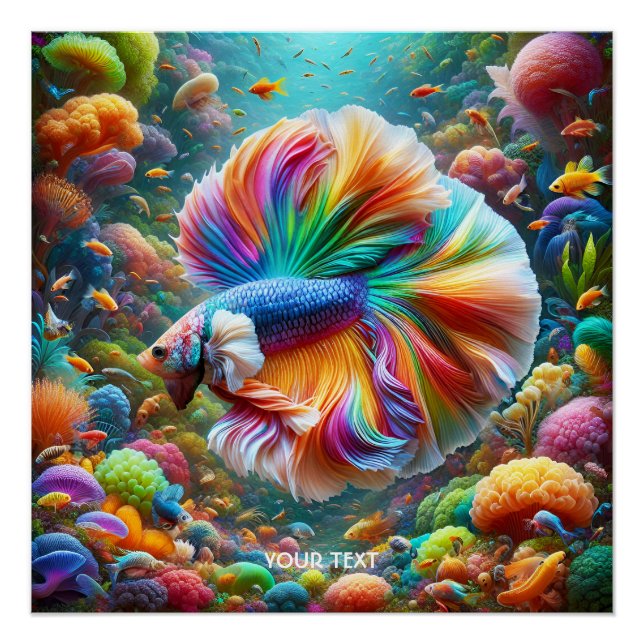Fantasy Niedlich Fish Rainbow Pflanze Poster (Vorderseite)