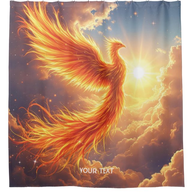 Fantasy Niedlich Flaming Phoenix Steigung Duschvorhang (Vorderseite)