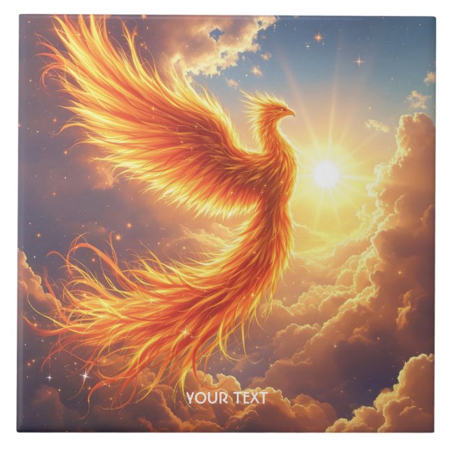 Fantasy Niedlich Flaming Phoenix Steigung Fliese (Vorderseite)