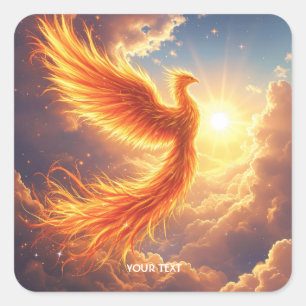Fantasy Niedlich Flaming Phoenix Steigung Quadratischer Aufkleber