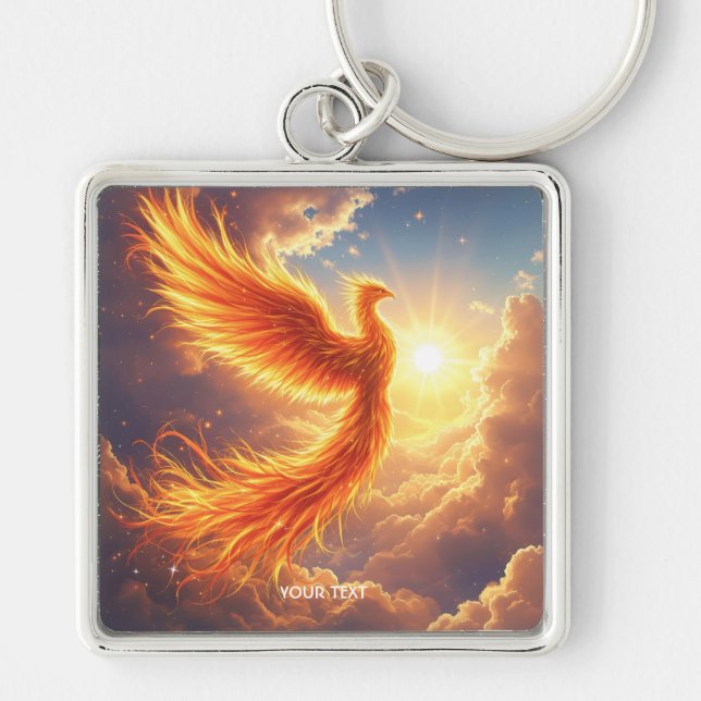 Fantasy Niedlich Flaming Phoenix Steigung Schlüsselanhänger (Vorne)