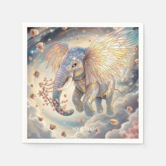 Fantasy Niedlich Flying Elephant Sakura Serviette (Vorderseite)