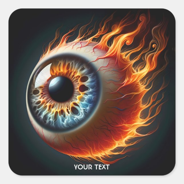 Fantasy Niedlich Flying Eye Fire Quadratischer Aufkleber (Vorderseite)