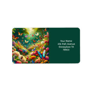 Fantasy Niedlich Forest Blume Schmetterlinge Adressaufkleber